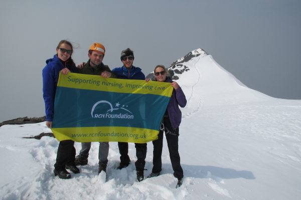 Corporate partners on mountain