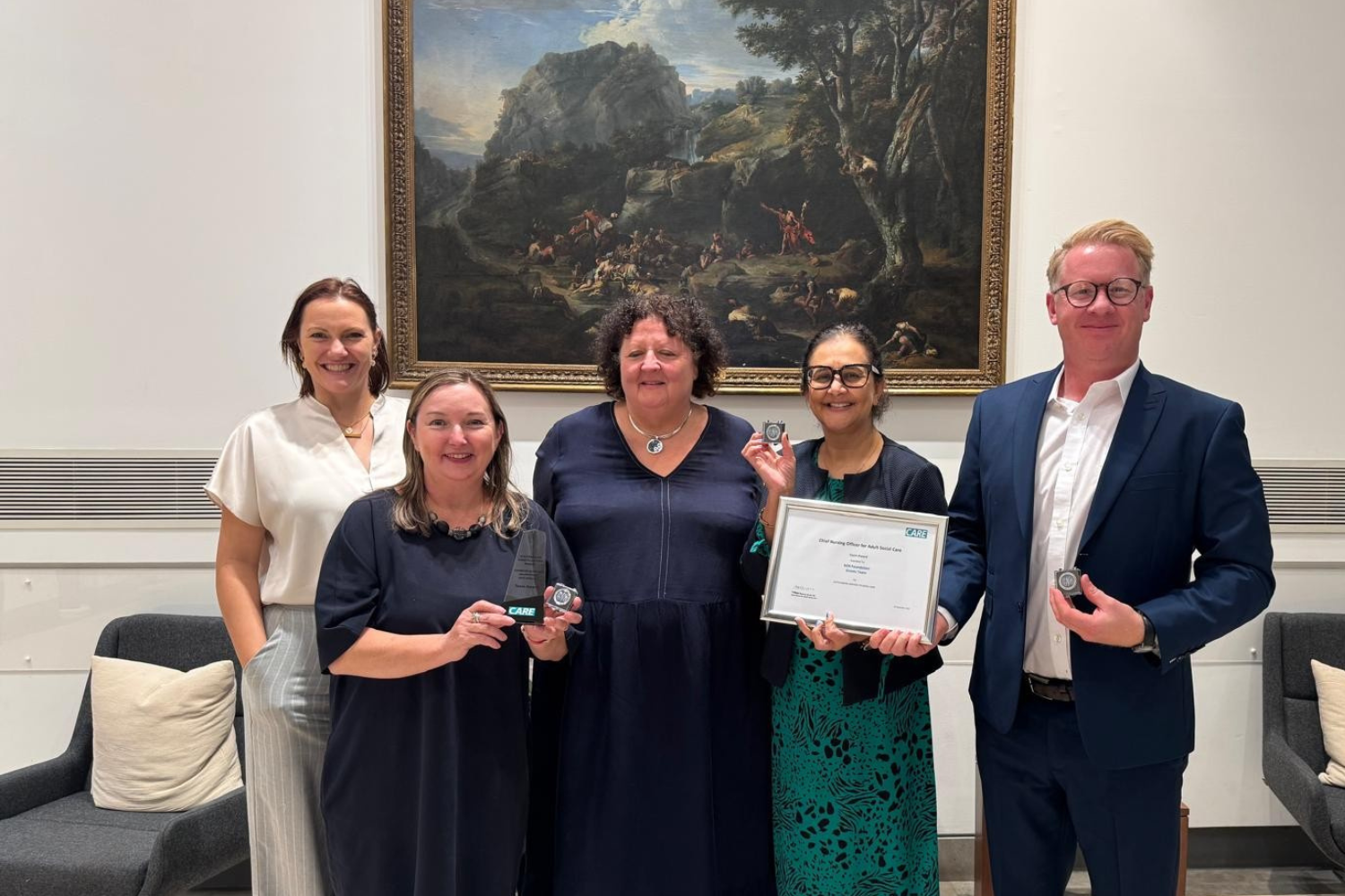Claire, Sarah, Debs, Deepa and James with award