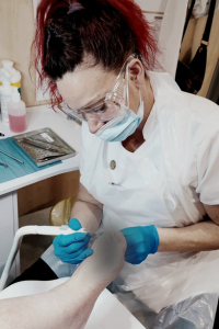 Caroline with patient