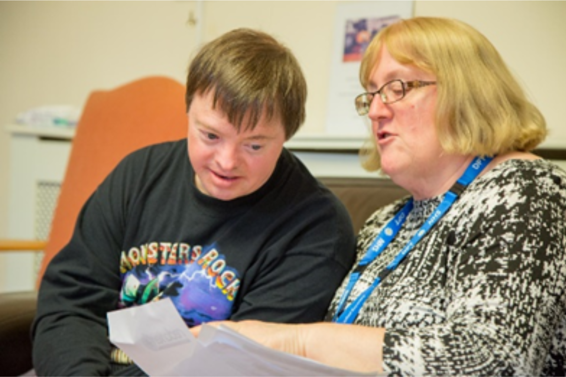 Down syndrome boy in waiting room