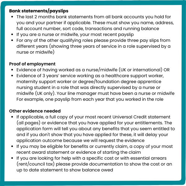 Information need to apply for a hardship grant