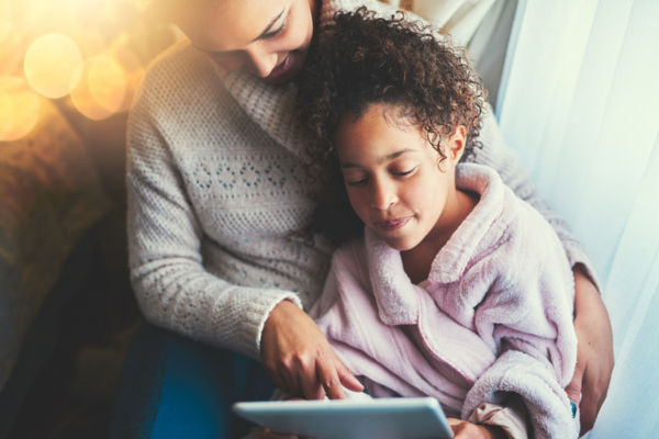 Mum and daughter with tablet