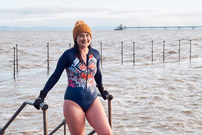 A woman swimming in the sea