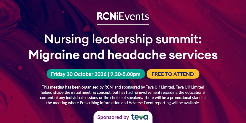 Nursing leadership summit: migraine and headache services Friday 30 October 2026 9.30 - 5pm Free to attend