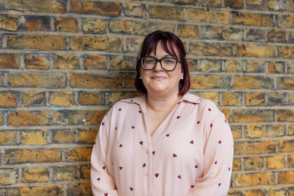 Vice Chair of RCN Council Natalie Brooks standing in front of wall at RCN HQ, London