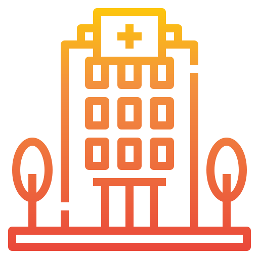 graphic of hospital building with tree either side