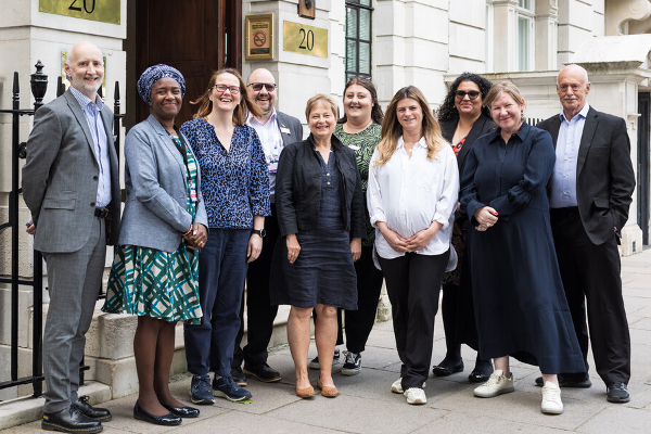 A group shot of the members of the Equity, Diversity and Inclusion committee standing outside RCN HQ, London