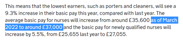 Quote from press release NHS Staff to Receive Pay Rise Gov.UK 19 Jul 22