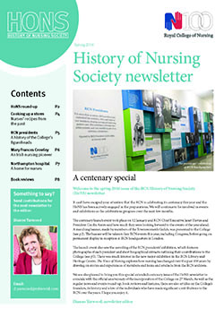 History of Nursing Society newsletter spring 2016 cover