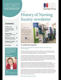History of Nursing Society newsletter spring 2016 cover