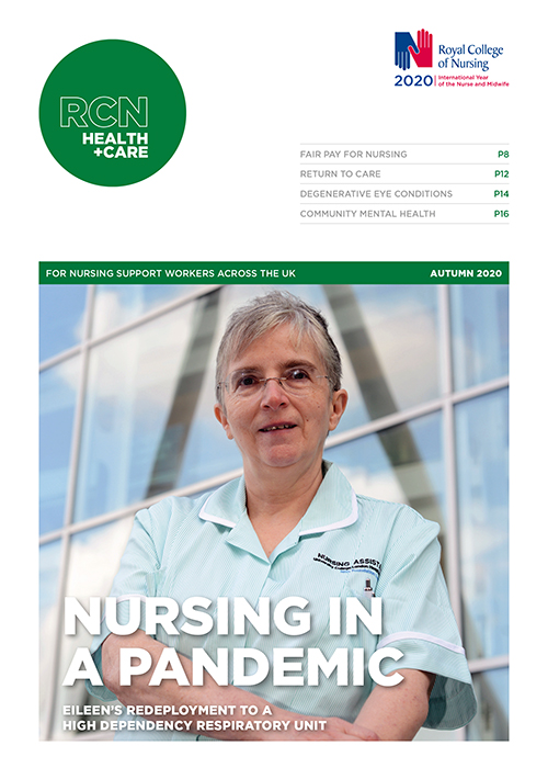 Cover of RCN Health+Care magazine autumn 2020