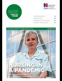 Cover of RCN Health+Care magazine autumn 2020