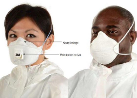 A photo diagramming a disposable half mask