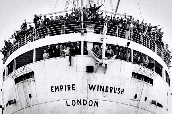 Image of the Empire Windrush London boat and its passengers
