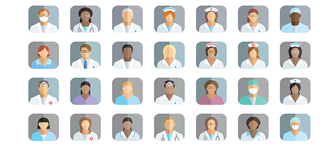 icons representing diverse nursing staff
