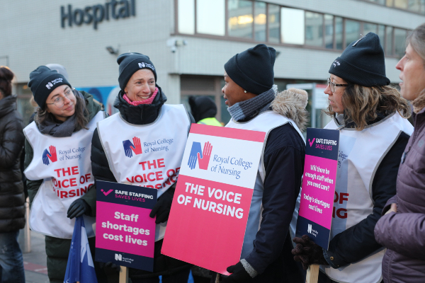 Four nurses at picket line