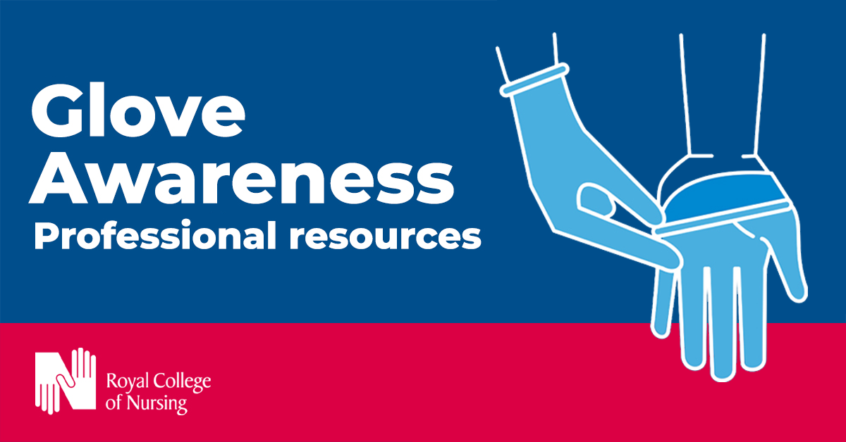 Gloves with 'Glove Awareness Week 2022, Professional Resources' text
