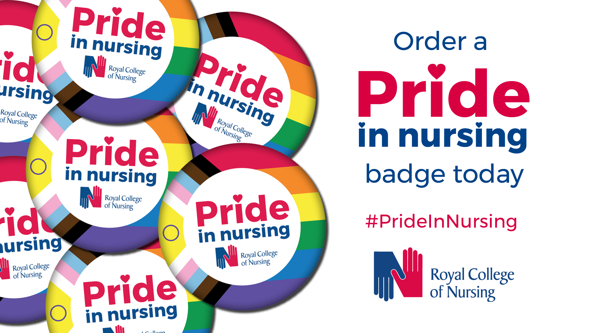 Graphic showing Pride in Nursing rainbow badges.
