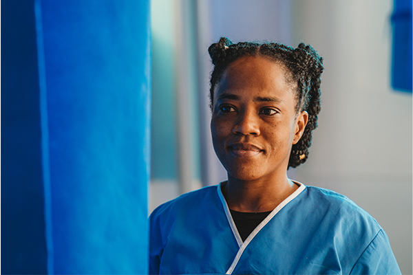 A nurse smiling 