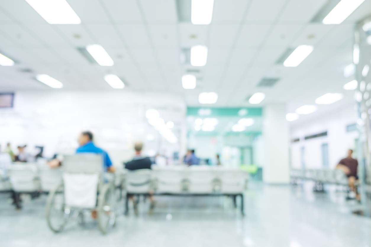 hospital background with wheelchair