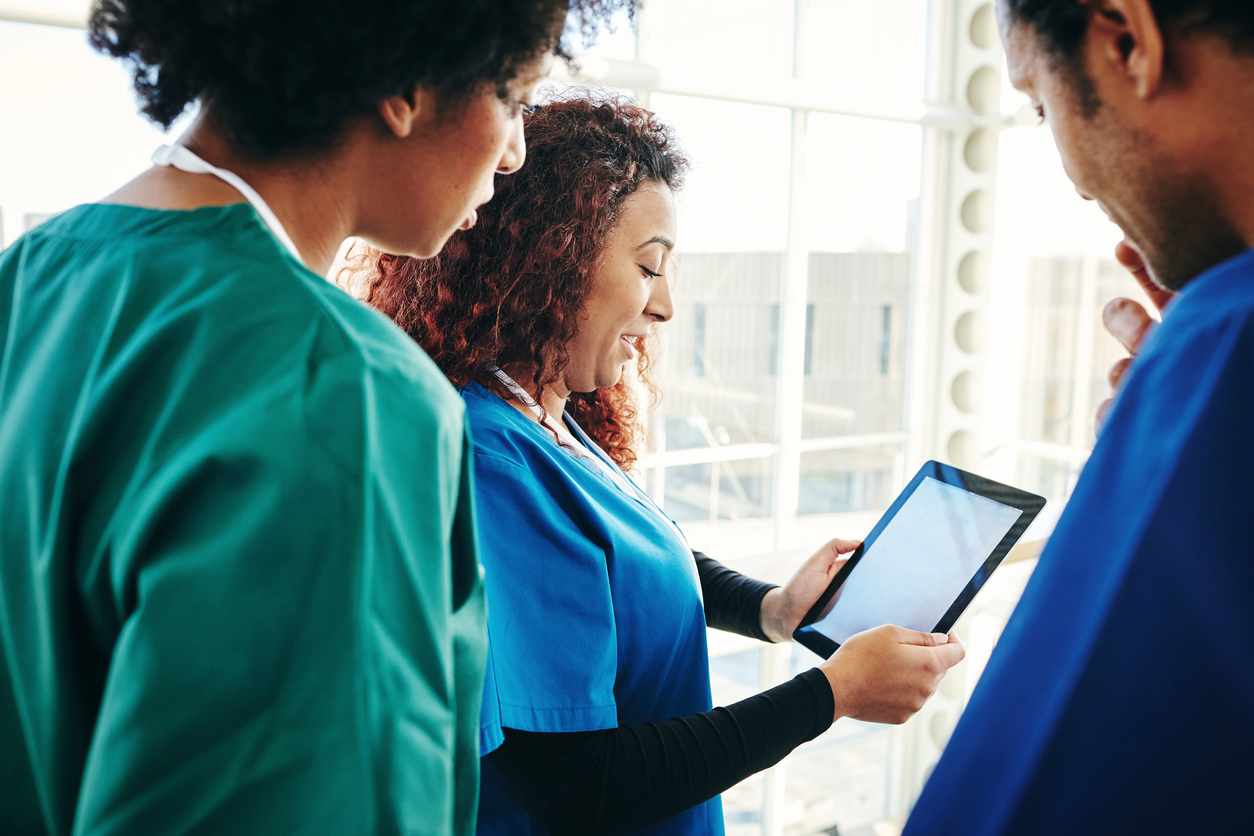 nurses and tablet