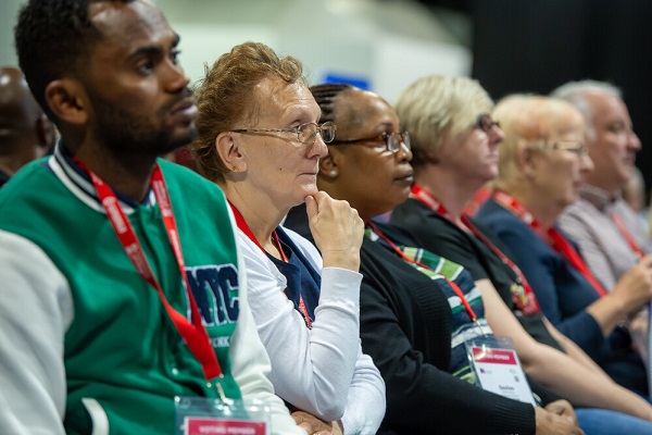 An audience seated at an event