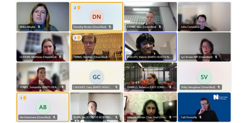 Group of members and MP on webinar