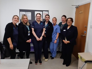 RCN Chief Executive and General Secretary photographed with nursing staff at Priory Medical Group York