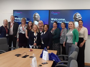 RCN Chief Executive and General Secretary Nicola Ranger photographed with members of nursing staff from independent health and social care across York