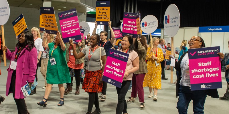 Members with RCN banners at RCN Congress 2022