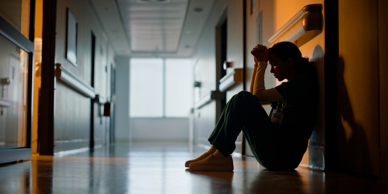 Anxious patient in corridor