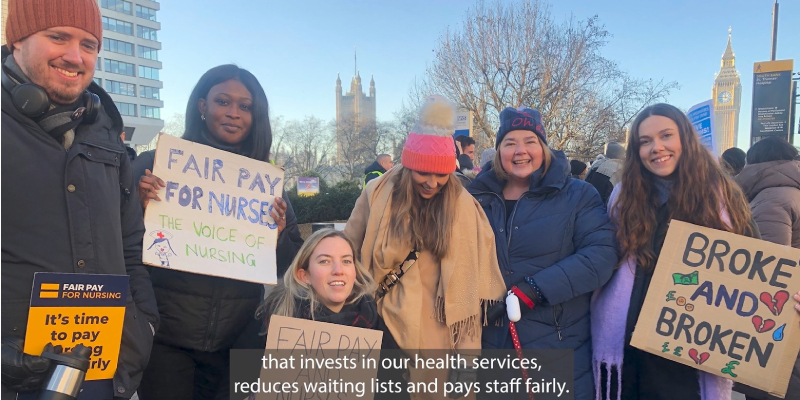 Julie Minns Carlisle MP with fair pay for nursing campaigners opposite parliament 800x400 Julie Minns Carlisle MP with fair pay for nursing campaigners opposite parliament 800x400