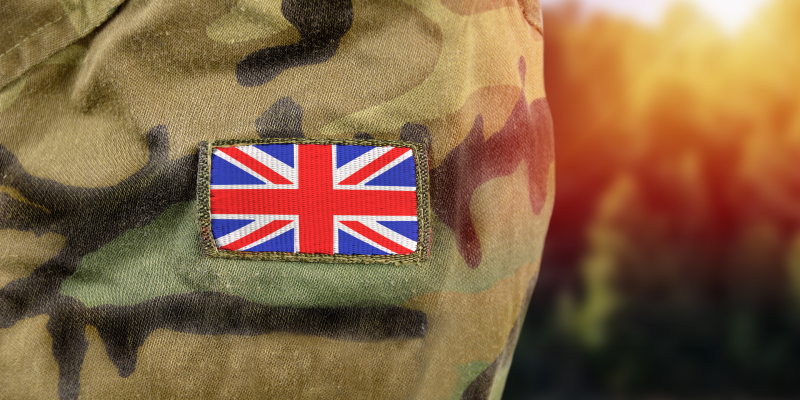 Defence Nursing Forum webinar Army jacket with union jack flag on the sleeve