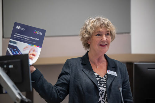 Director of RCN Institute of Nursing Excellence, Professor Jane Ball, launches the new RCN Research Strategy at our International Research Conference in Exeter on 8 September 2024