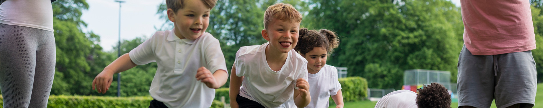 children running in park