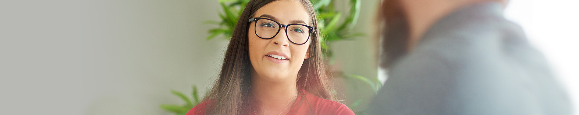 woman and man talking