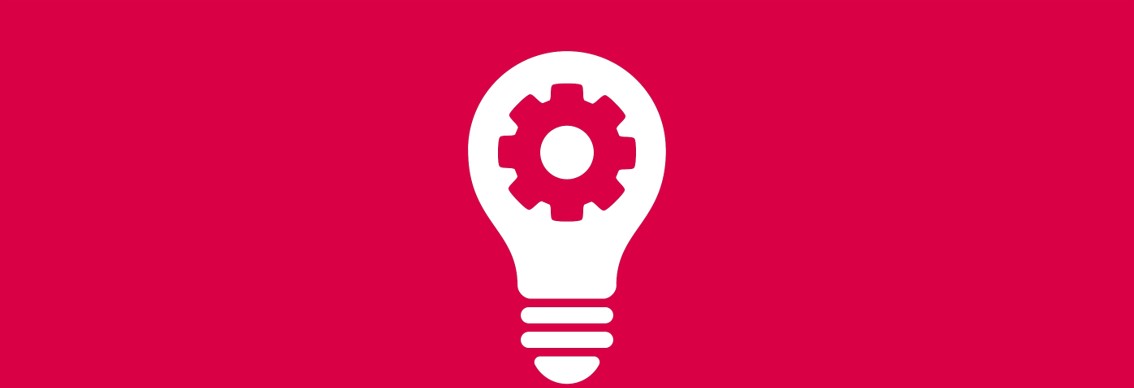 Icon of light bulb with cog
