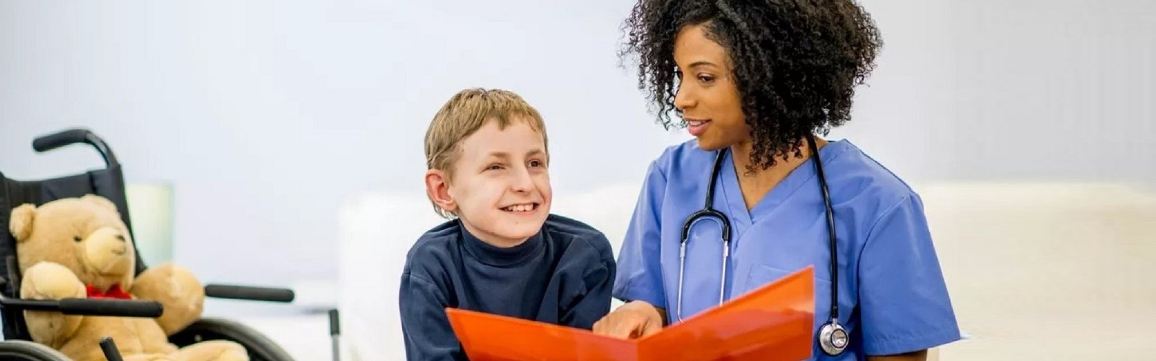 Nurse reading with patient
