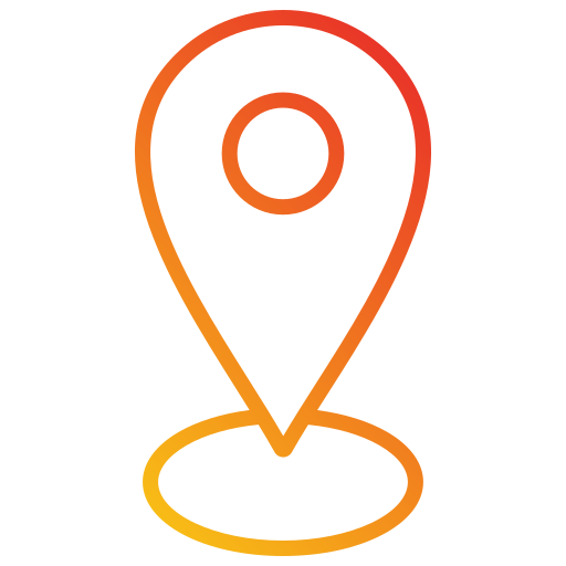 Map pin icon inside a circle, representing a location.