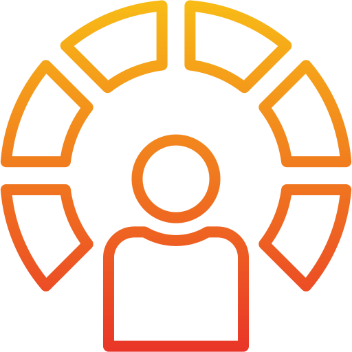 Icon of a head with segments forming a circle around it.