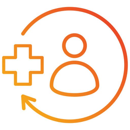 Icon of a person in a circle next to a plus symbol.