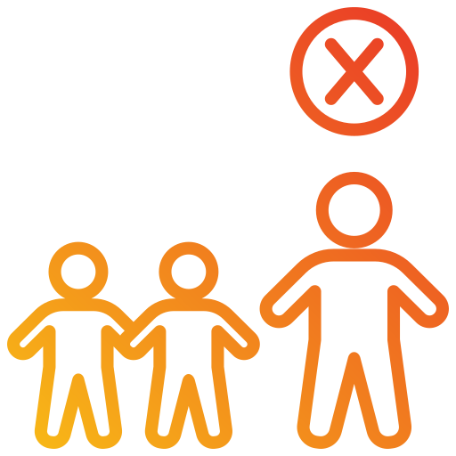 Illustration of 3 people with an X over 1 of them