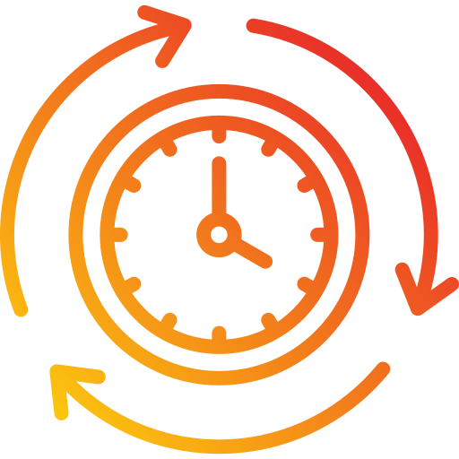 Illustration of a clock with arrows pointing in a circle