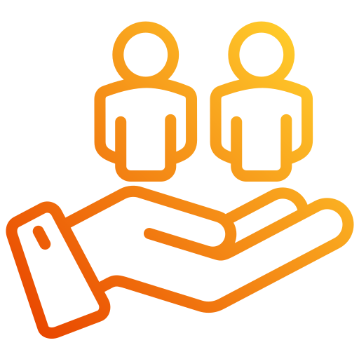 Illustration of a hand holding two people