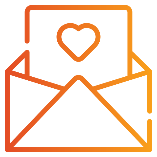 Illustration of an envelope with a letter with a heart on it inside