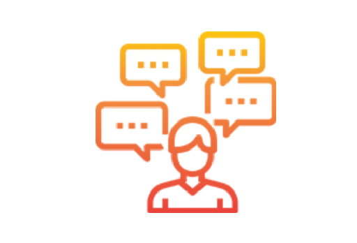 Icon of person with speech bubbles above their head