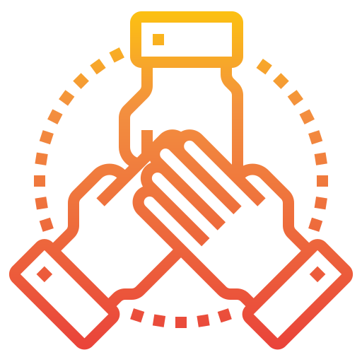hands coming together in teamwork