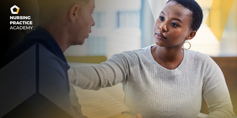 Healthcare professional talking to a patient