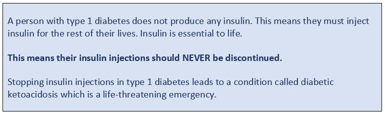 Type 1 diabetes table