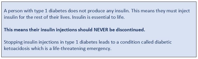 Type 1 diabetes table